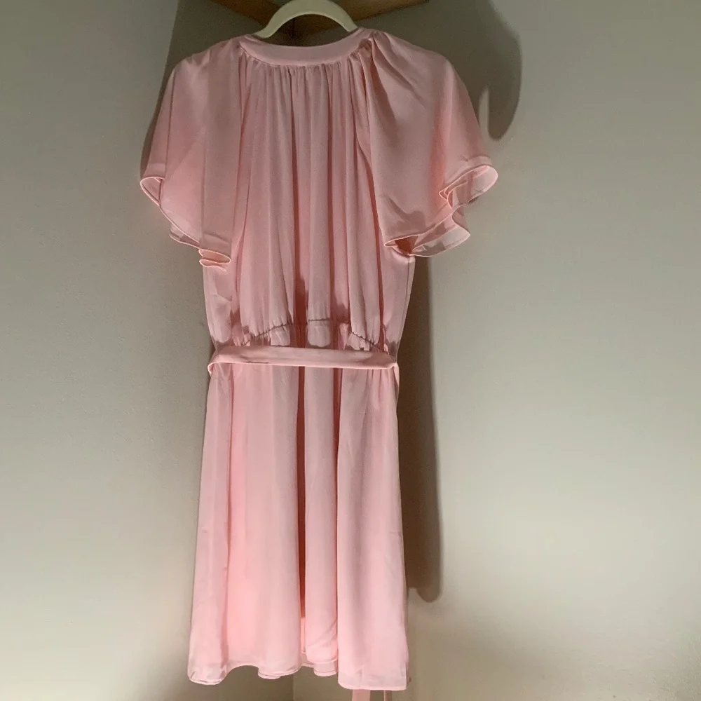 H&M Pink L Belted Dress with Elastic waistband Minimalist Feminine Scandi